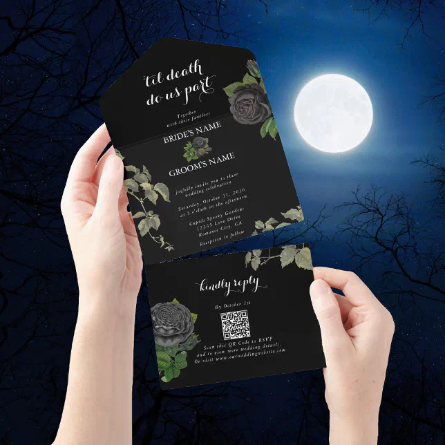 Gothic Halloween Til Death Do Us Part Wedding All In One Invitation ...