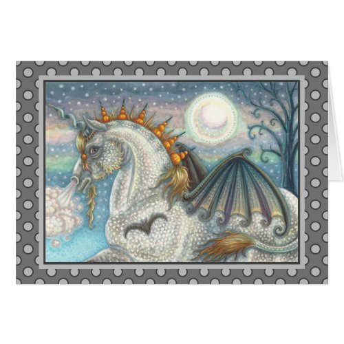 GOTHIC HALLOWEEN UNICORN BAT WINGS HORSE V CARD