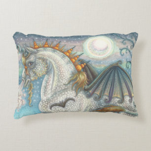 GOTHIC HALLOWEEN UNICORN WITH BAT WINGS, HORSE ACCENT PILLOW