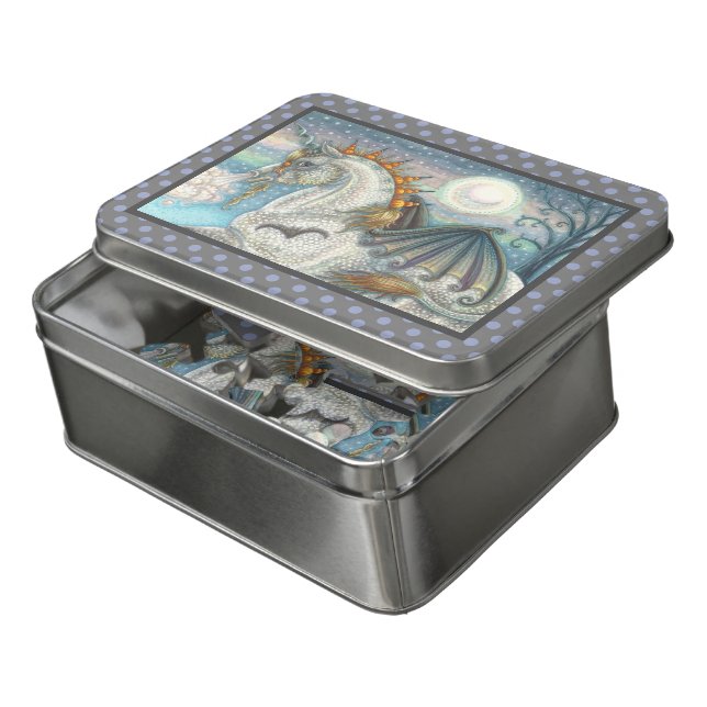 GOTHIC HALLOWEEN UNICORN WITH BAT WINGS, HORSE JIGSAW PUZZLE (Lid Open)