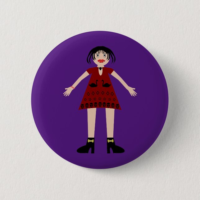 Gothic Halloween Vampire Lady Button (Front)