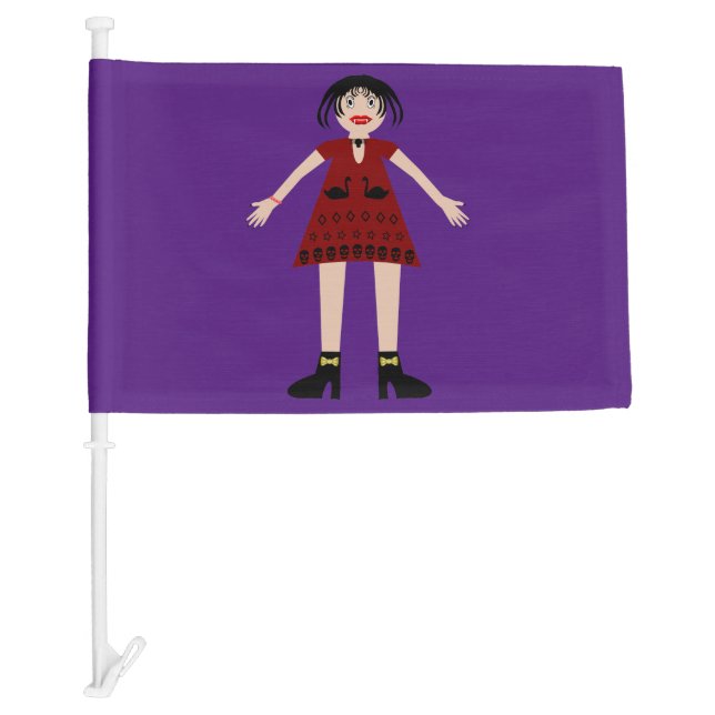 Gothic Halloween Vampire Lady Custom Car Flag (Front)