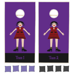 Gothic Halloween Vampire Lady Custom Cornhole Set