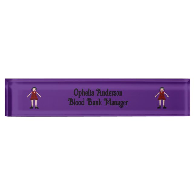 Gothic Halloween Vampire Lady Custom Desk Name Plate (Front)