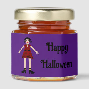 Gothic Halloween Vampire Lady Custom Honey Jar Favors