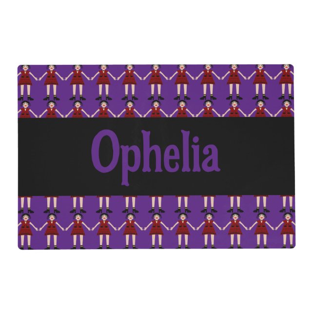 Gothic Halloween Vampire Lady Custom Name Placemat (Front)