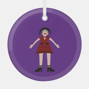 Gothic Halloween Vampire Lady Glass Ornament