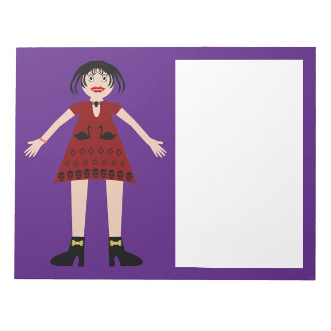 Gothic Halloween Vampire Lady Notepad (Front)
