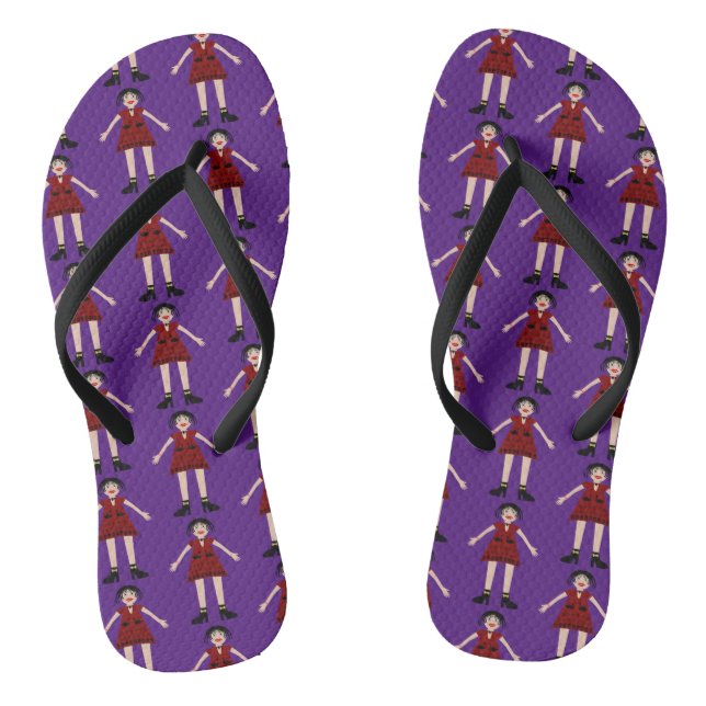 Gothic Halloween Vampire Lady Patterned Flip Flops (Footbed)