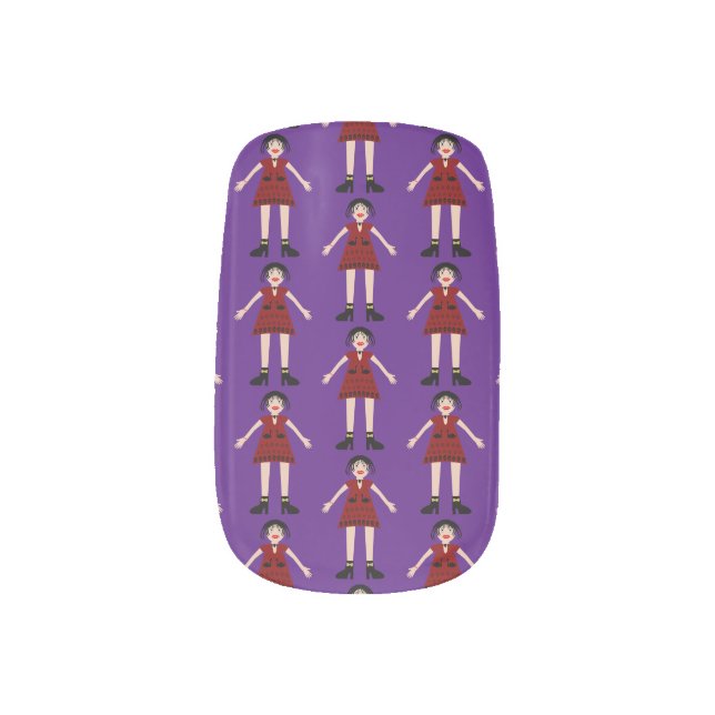 Gothic Halloween Vampire Lady Patterned Minx Nail Art (Left Thumb)