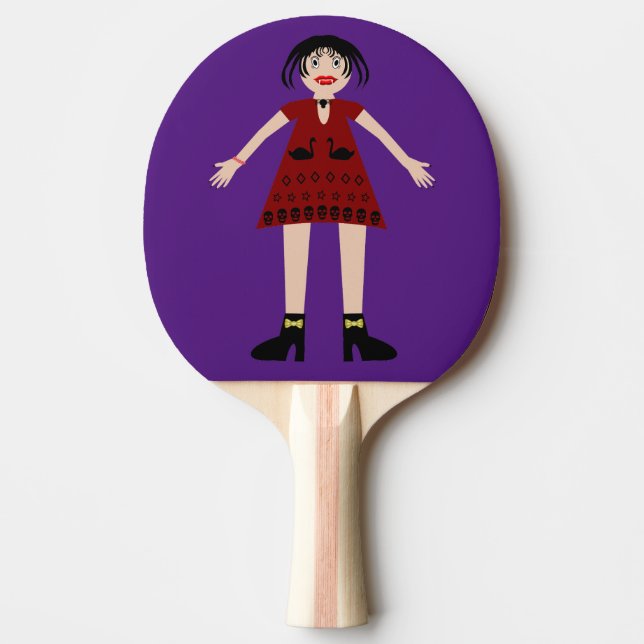 Gothic Halloween Vampire Lady Ping Pong Paddle (Front)
