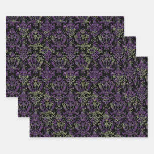 Gothic Halloween Victorian purple pattern Wrapping Paper Sheets