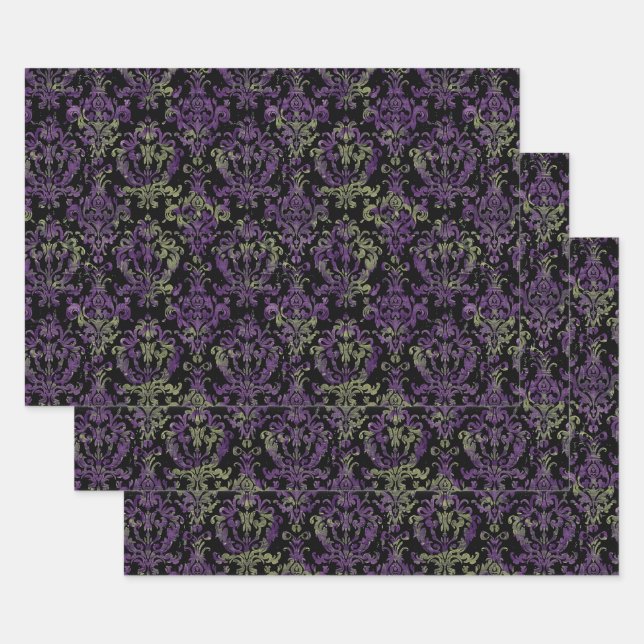 Gothic Halloween Victorian purple pattern Wrapping Paper Sheets (Set)