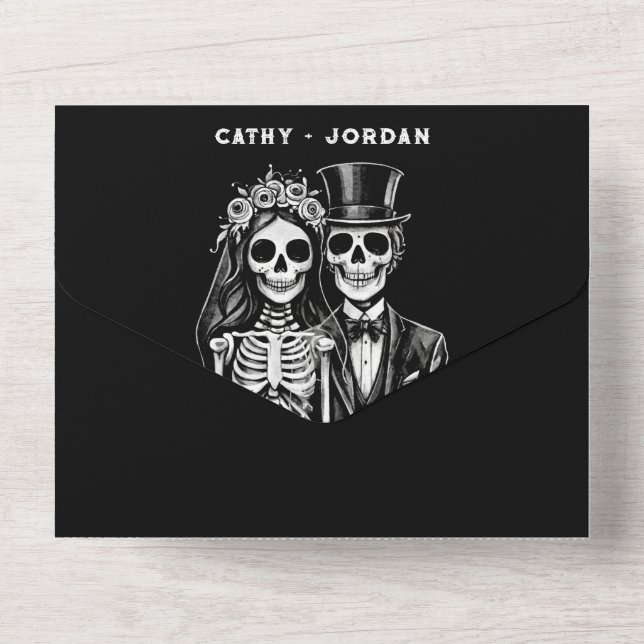 Gothic halloween wedding couple all in one invitat invitation (Back)