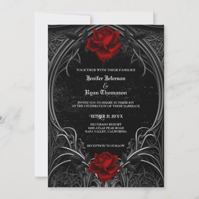 Gothic Halloween wedding invitation (Front)