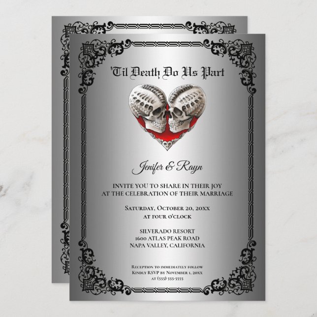 Gothic halloween wedding Invitation (Front/Back)