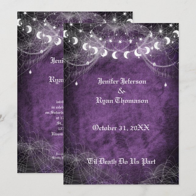 Gothic Halloween wedding invitation (Front/Back)