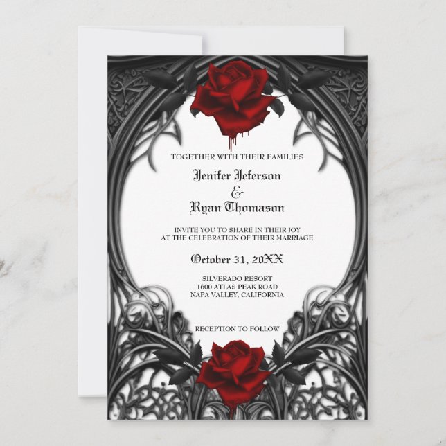 Gothic Halloween wedding invitation (Front)