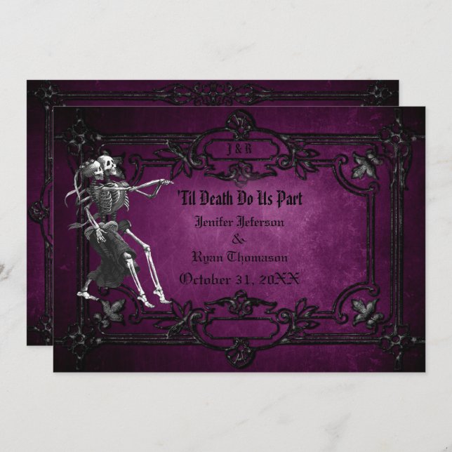 Gothic Halloween wedding invitation (Front/Back)