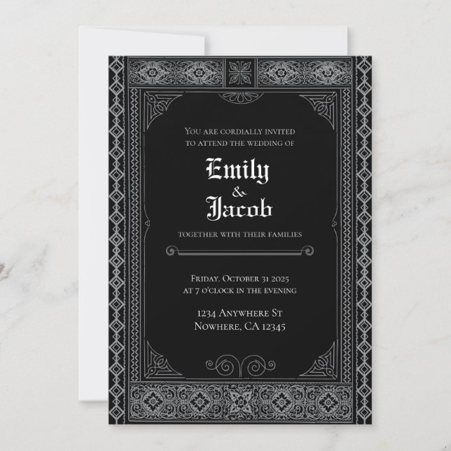 Gothic Halloween Wedding Invitation (Front)