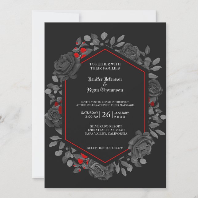 Gothic Halloween wedding invitation (Front)