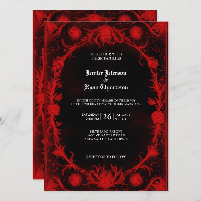 Gothic Halloween wedding invitation (Front/Back)