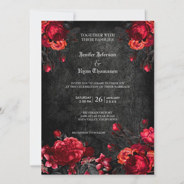 Gothic Halloween wedding invitation (Front)
