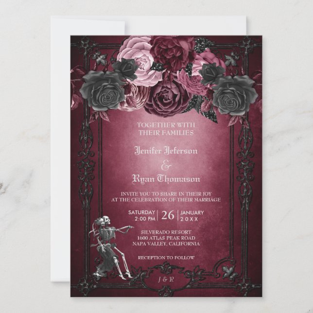 Gothic Halloween wedding invitation (Front)