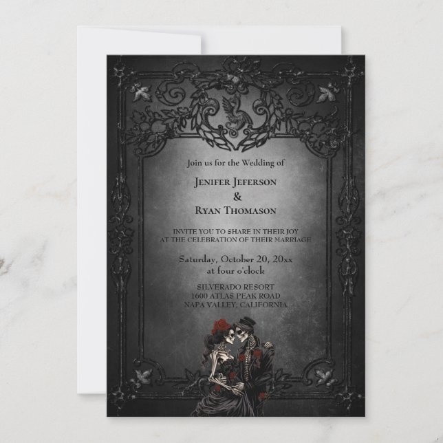 Gothic Halloween wedding invitation (Front)