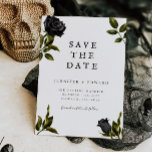 Gothic Halloween Wedding Save The Date<br><div class="desc">Gothic save the date card featuring illustration of black roses on a white background. Perfect for a halloween season wedding.</div>