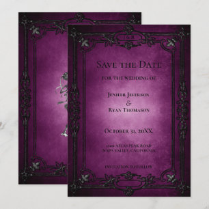 Gothic halloween wedding save the date invitation