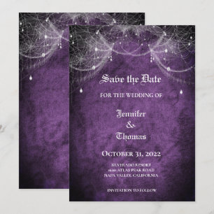 Gothic halloween wedding save the date invitation
