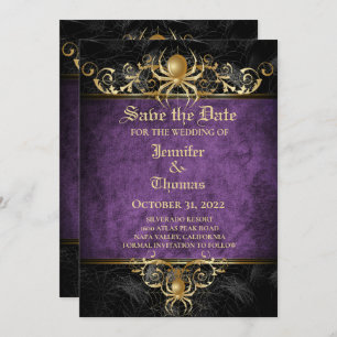 Gothic halloween wedding save the date invitation