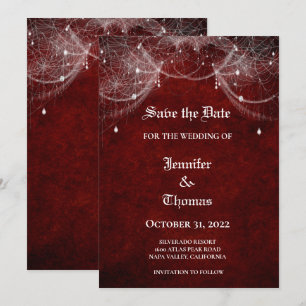 Gothic halloween wedding save the date invitation