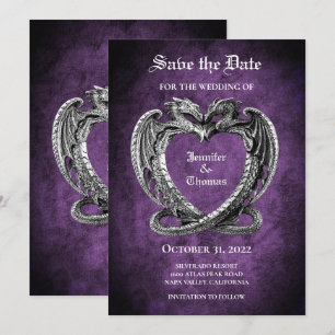 Gothic halloween wedding save the date invitation