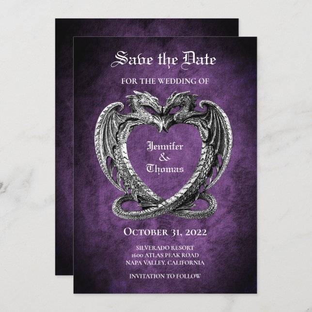 Gothic halloween wedding save the date invitation (Front/Back)