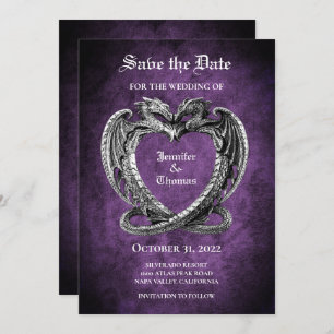 Gothic halloween wedding save the date invitation