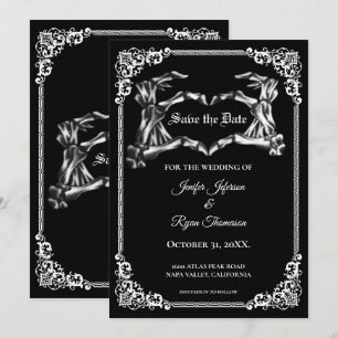 Gothic halloween wedding save the date invitation