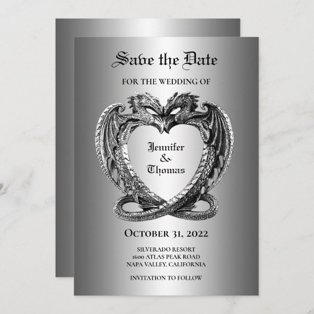 Gothic halloween wedding save the date invitation (Front/Back)