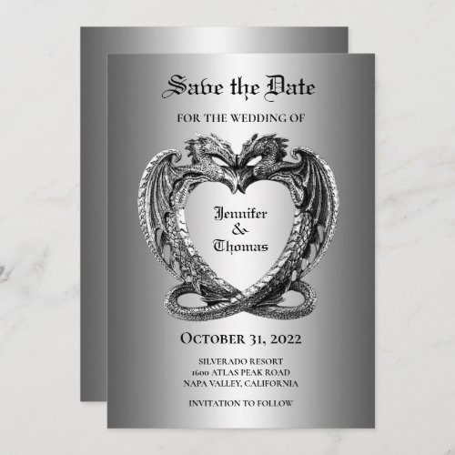 Gothic halloween wedding save the date invitation