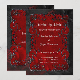 Gothic halloween wedding save the date invitation