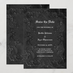 Gothic halloween wedding save the date invitation