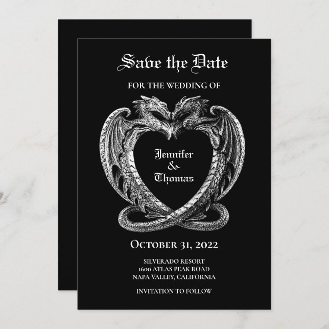 Gothic halloween wedding save the date invitation (Front/Back)