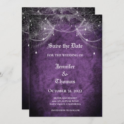 Gothic halloween wedding save the date invitation