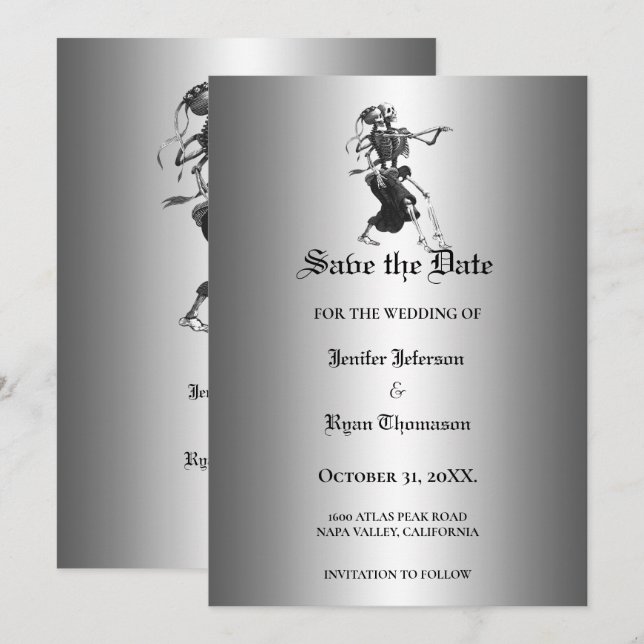 Gothic halloween wedding save the date invitation (Front/Back)
