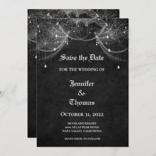 Gothic halloween wedding save the date invitation