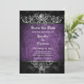 Gothic halloween wedding save the date invitation (Standing Front)