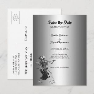 Gothic halloween wedding save the date postcard