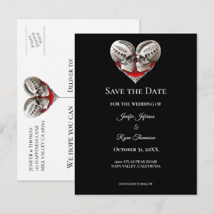 Gothic halloween wedding save the date postcard