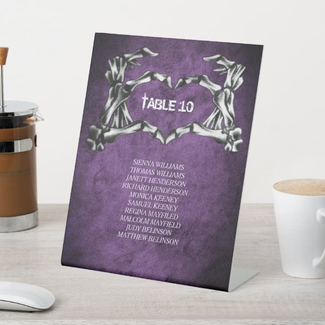 Gothic halloween wedding seating pedestal sign (In SItu)
